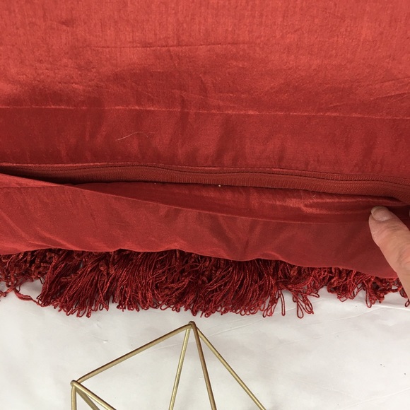 Silk Embroidered Fringe & Velvet Accent Pillow - Picture 4 of 5